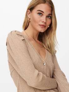 ONLY Puff sleeve Knitted Cardigan -Frosted Almond - 15235996