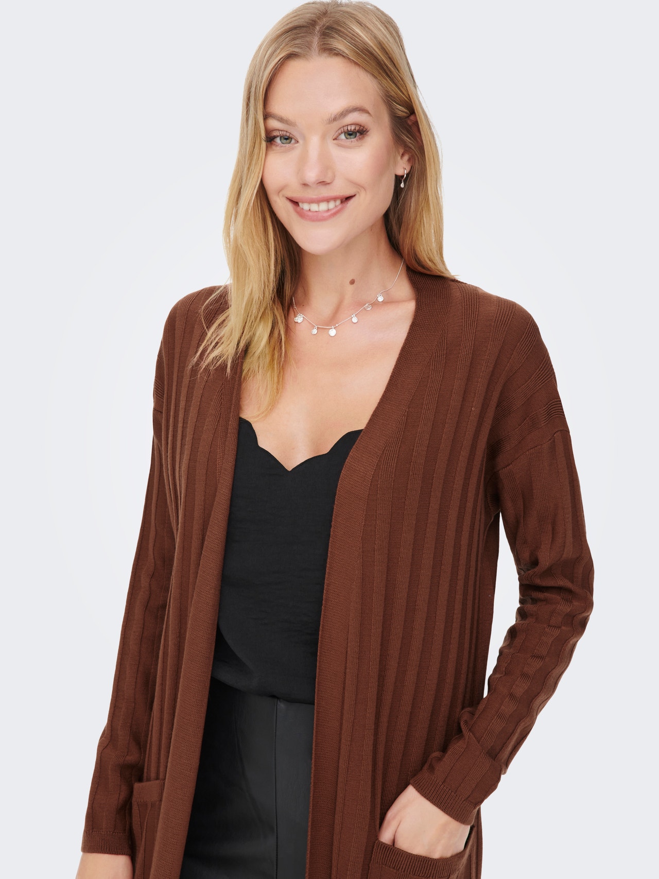 ONLY Long Knitted Cardigan -Spiced Apple - 15236371