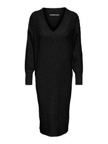 ONLY Locker geschnitten V-Ausschnitt Langes Kleid -Black - 15236372