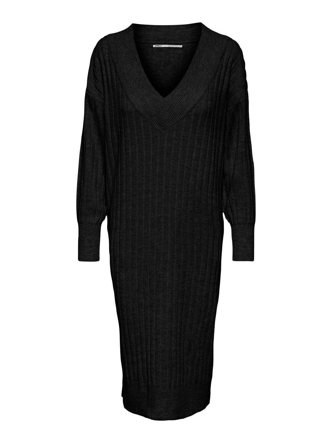 ONLY Relaxed fit V-Hals Lange jurk -Black - 15236372