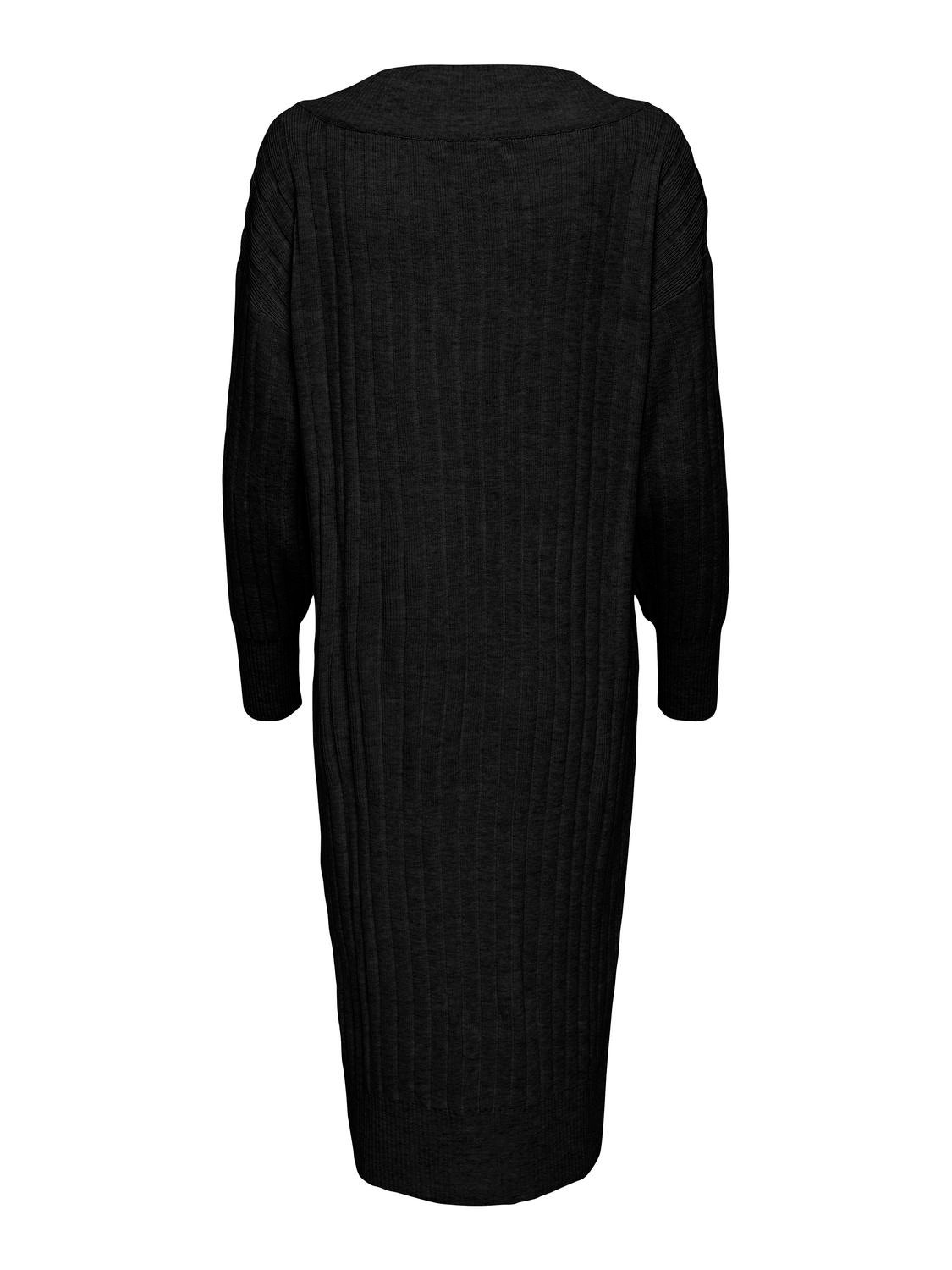 ONLY Midi V-Hals Strik kjole -Black - 15236372