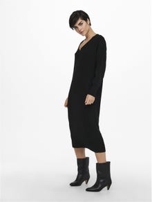 ONLY Midi V-Hals Strik kjole -Black - 15236372