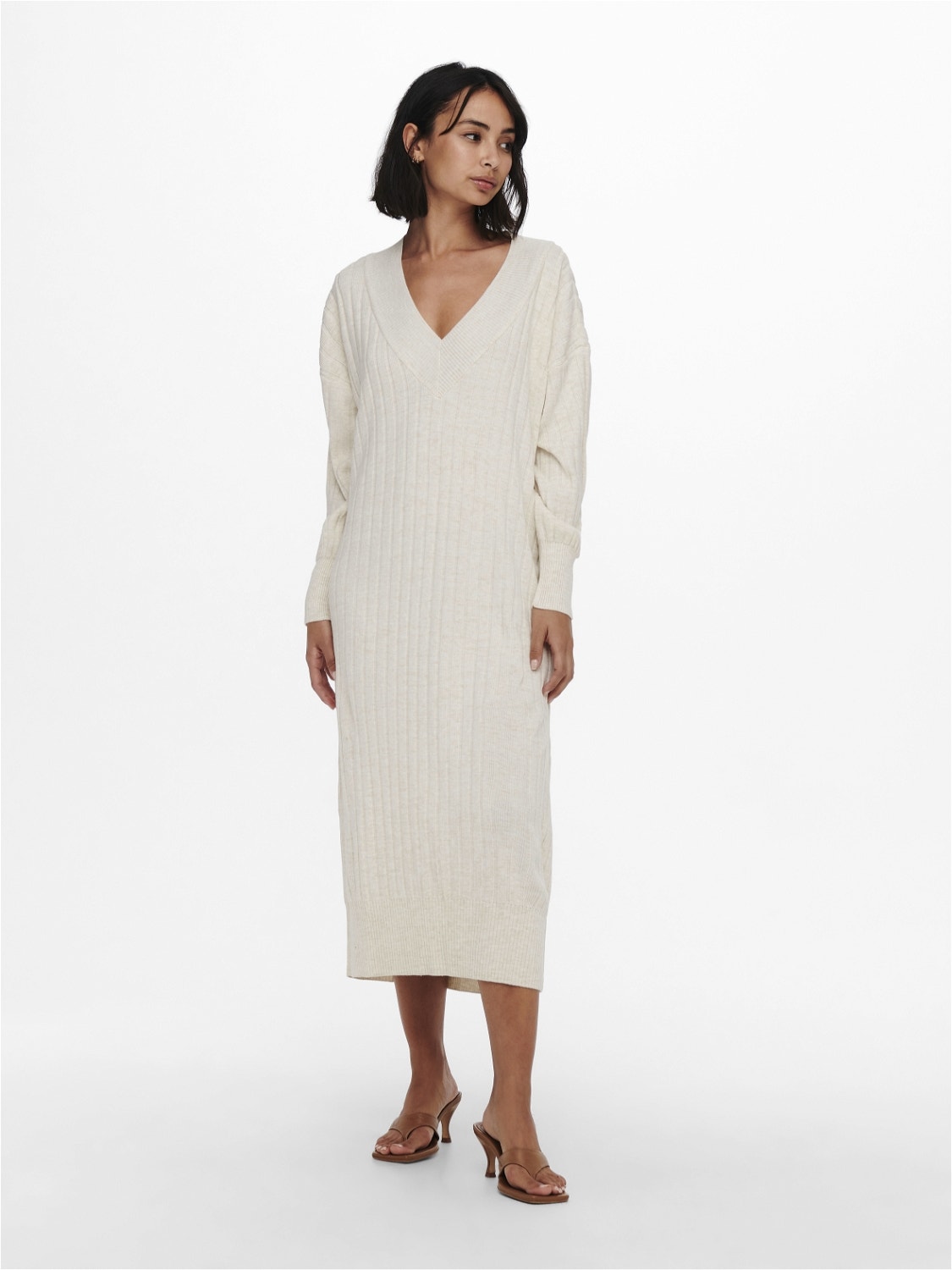ONLY Robe longue Relaxed Fit Col en V -Pumice Stone - 15236372