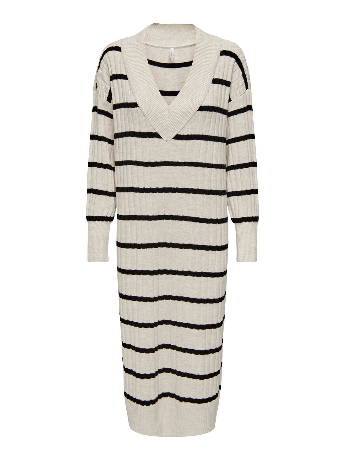 Dress V-Neck Light Grey | ONLY® Midi Knitted |