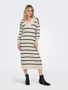 ONLY Relaxed Fit V-Neck High cuffs Long dress -Pumice Stone - 15236372