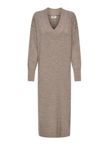 ONLY Midi V-Neck Knitted Dress -Beige - 15236372
