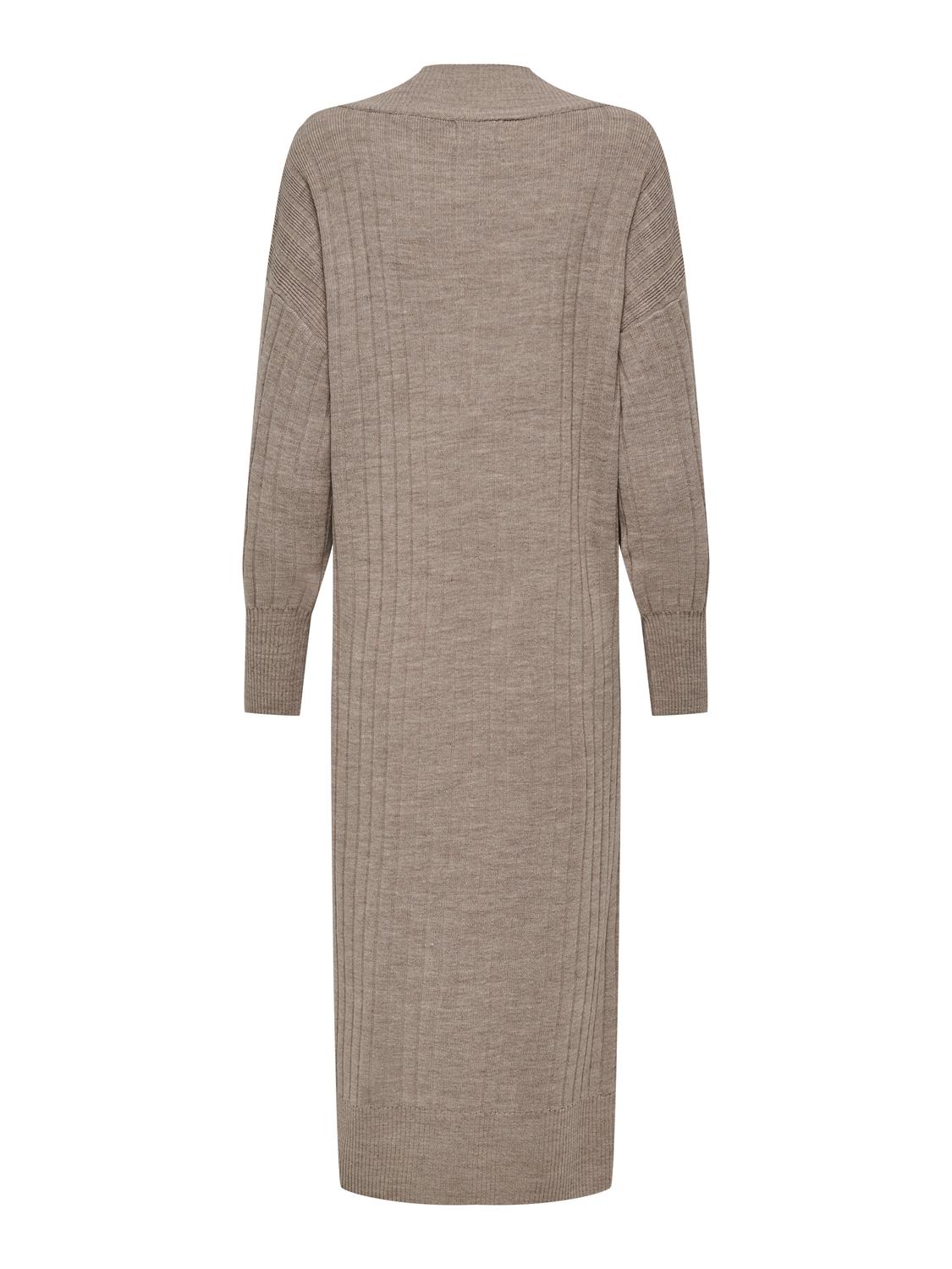 ONLY Midi V-Neck Knitted Dress -Beige - 15236372