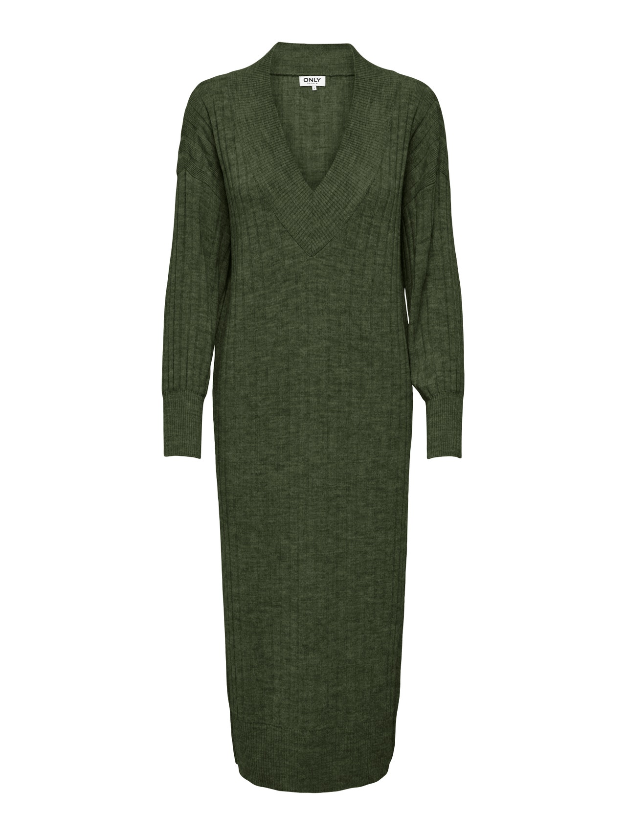 ONLY Midi V-Neck Knitted Dress -Kalamata - 15236372