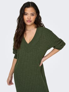 ONLY Midi V-Neck Knitted Dress -Kalamata - 15236372