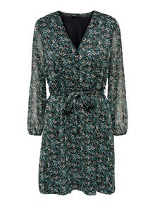 ONLY Mini v-hals kjole med bindebånd -Balsam Green - 15236376
