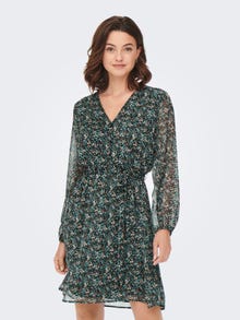 ONLY Mini v-neck dress with tie waist -Balsam Green - 15236376