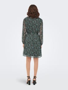 ONLY Regular fit V-Hals Manchetten met elastiek Korte jurk -Balsam Green - 15236376