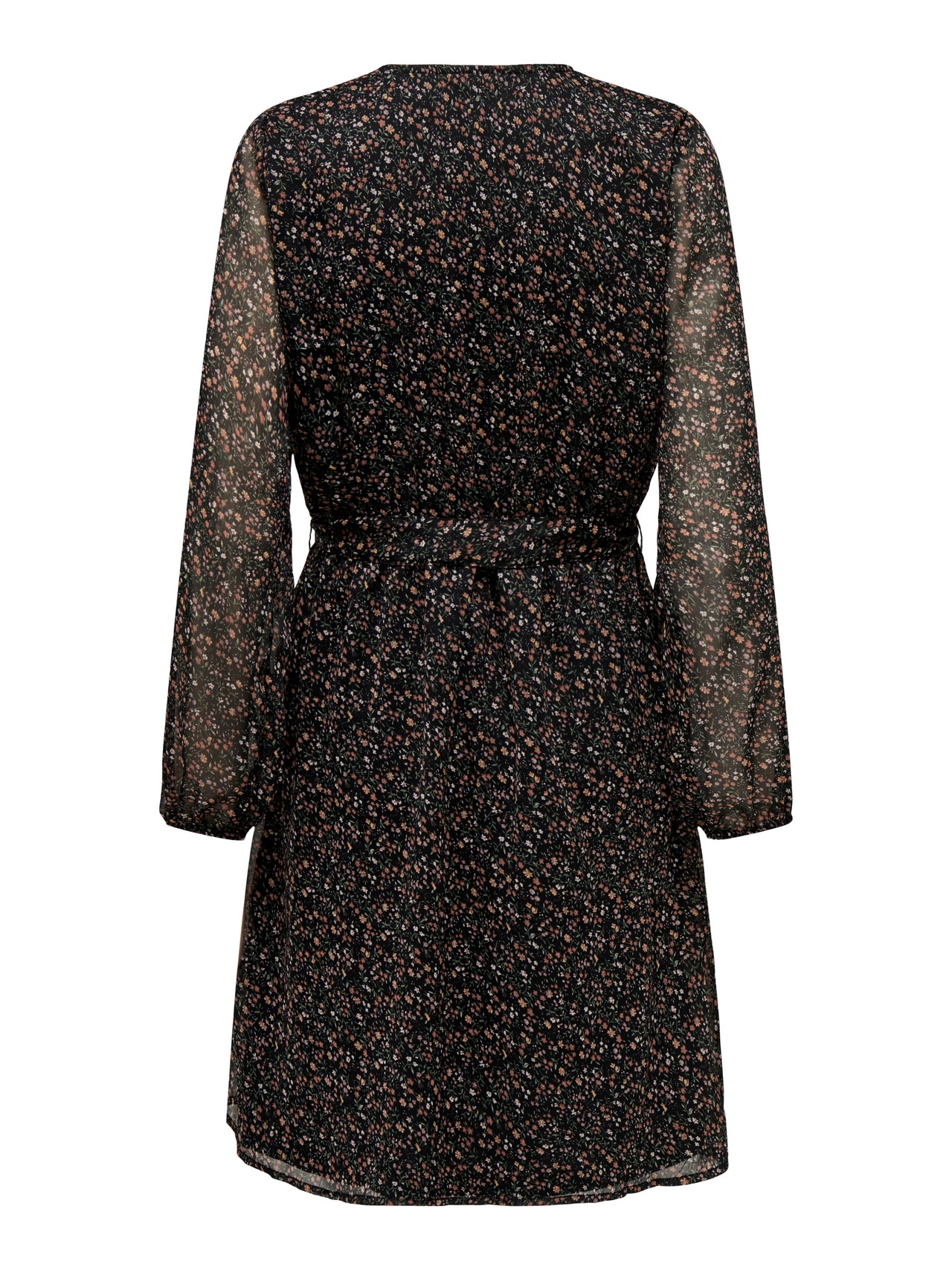 ONLY Mini v-hals kjole med bindebånd -Black - 15236376