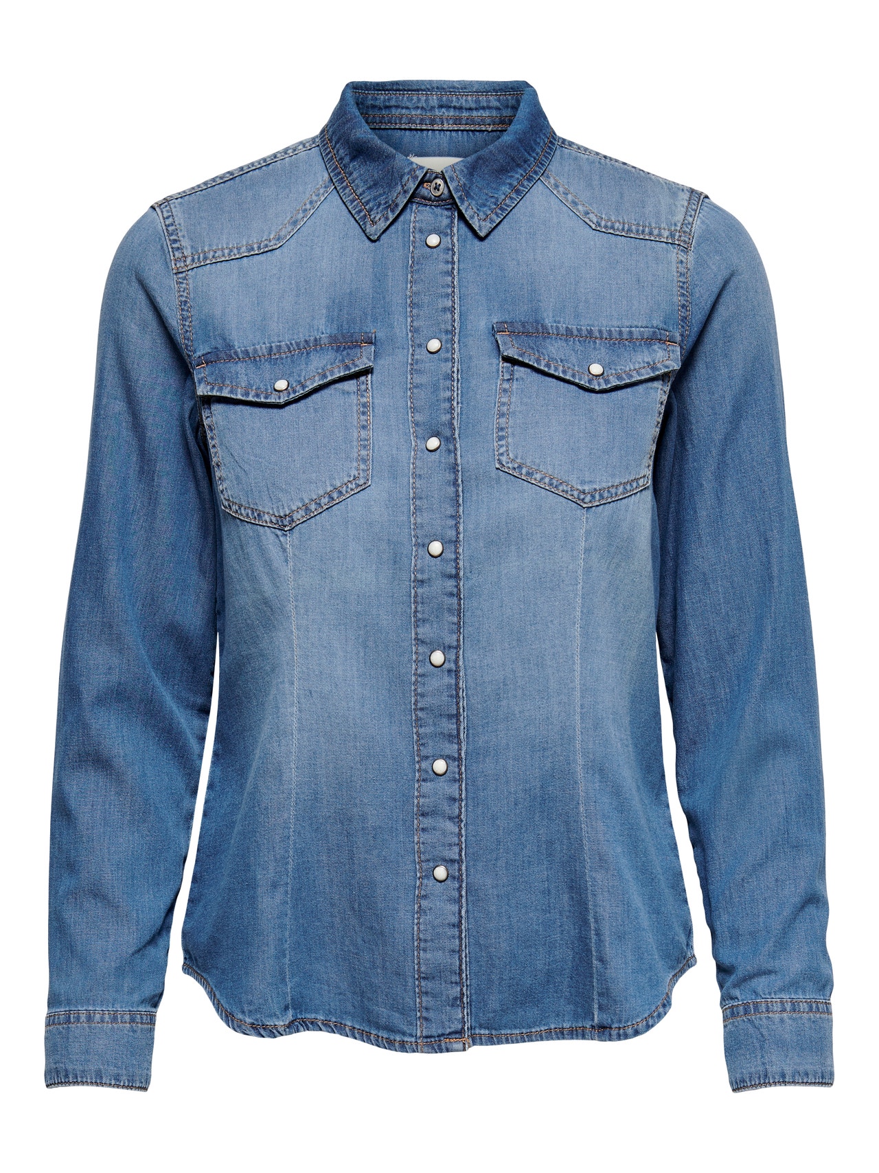 ONLY Langærmet Denimskjorte -Medium Blue Denim - 15236387