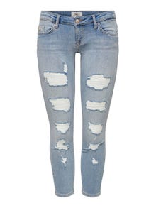 ONLY Skinny Fit Niedrige Taille Offener Saum Jeans -Medium Blue Denim - 15236453
