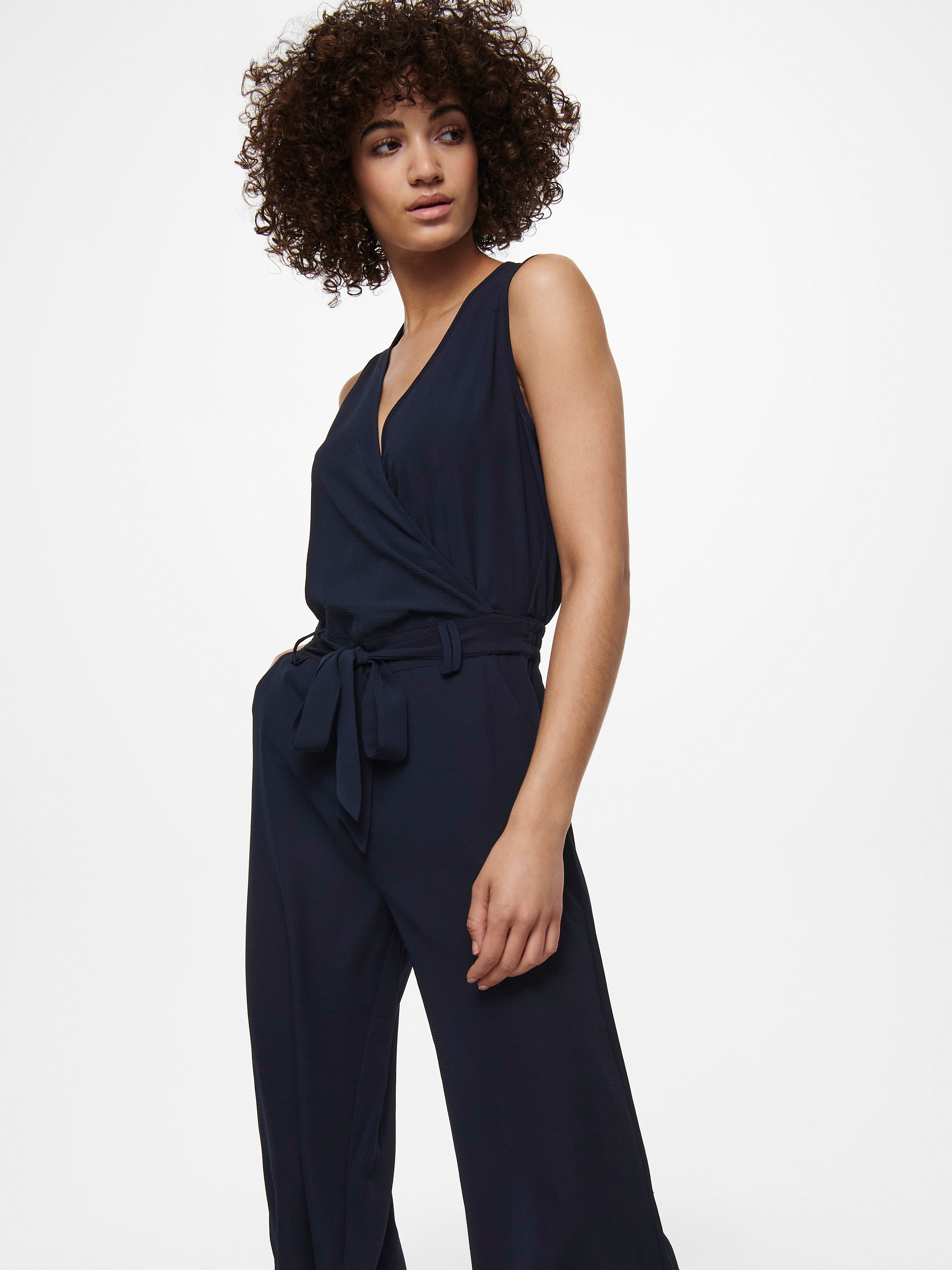 cold shoulder denim jumpsuit