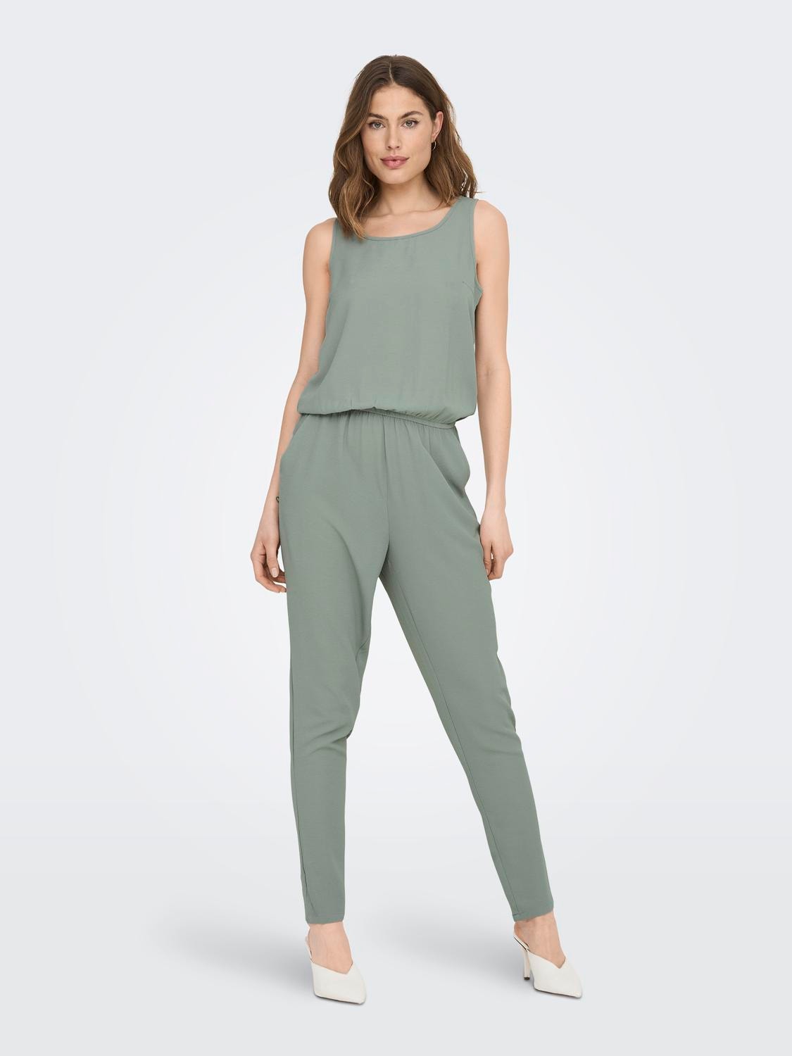 ONLY Mid waist Jumpsuit -Slate Gray - 15236581