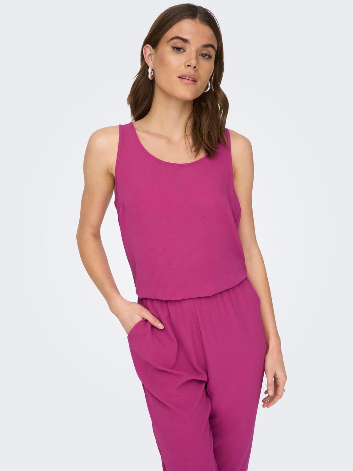 ONLY Mid waist Jumpsuit -Very Berry - 15236581