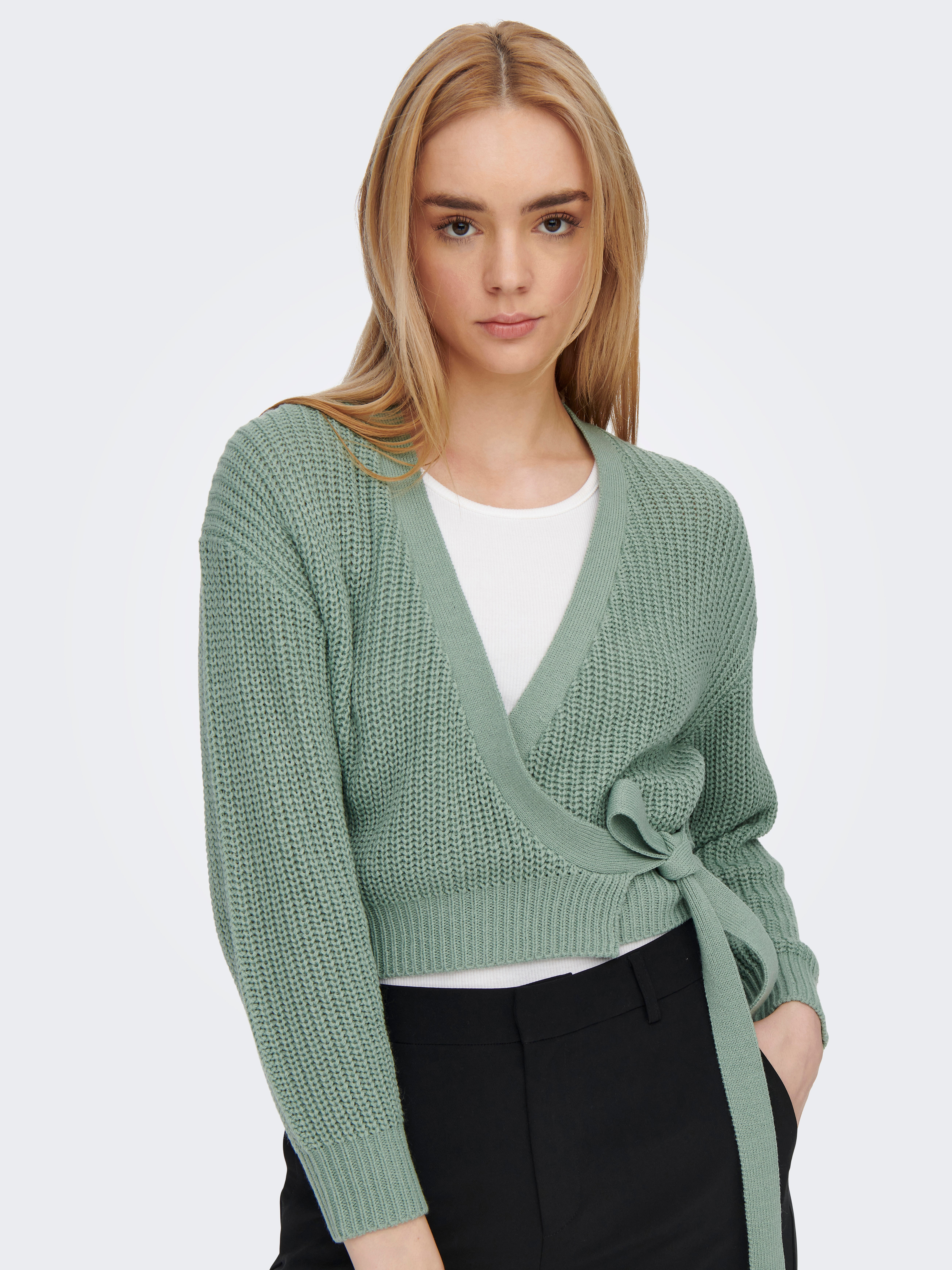 Green wrap outlet cardigan