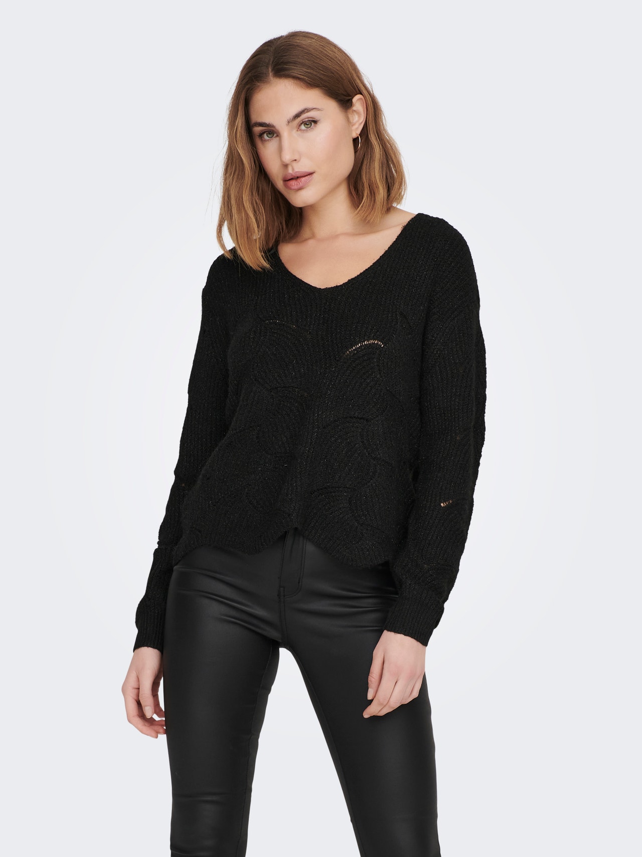ONLY Knitted pullover with pattern -Black - 15236745