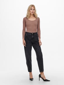 ONLY ONLTROY Taille haute Carrot Fit Jeans -Black Denim - 15236962