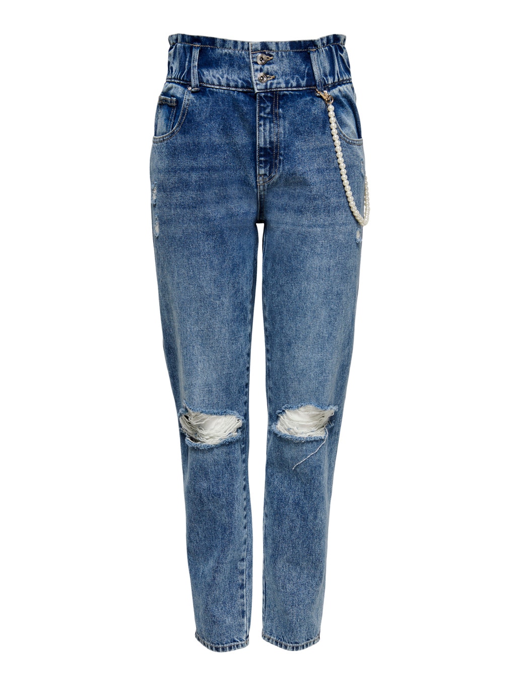 ONLLu carrot destroyed high waisted jeans Medium Blue ONLY®