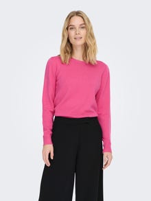 ONLY O-hals Pullover -Shocking Pink - 15237060
