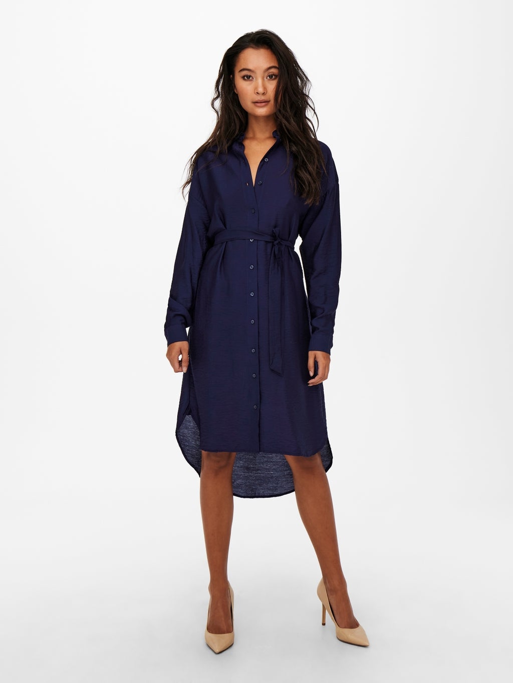 Knee Length Shirt Dress Dark Blue ONLY Knee Length Shirt Dress Dark Blue ONLY