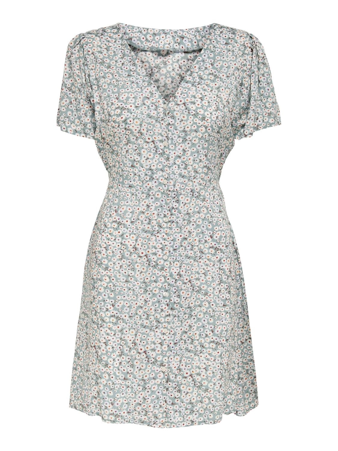 ONLY Normal geschnitten V-Ausschnitt Kurzes Kleid -Gray Mist - 15237382