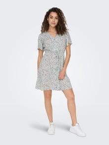ONLY Regular fit V-Hals Korte jurk -Gray Mist - 15237382