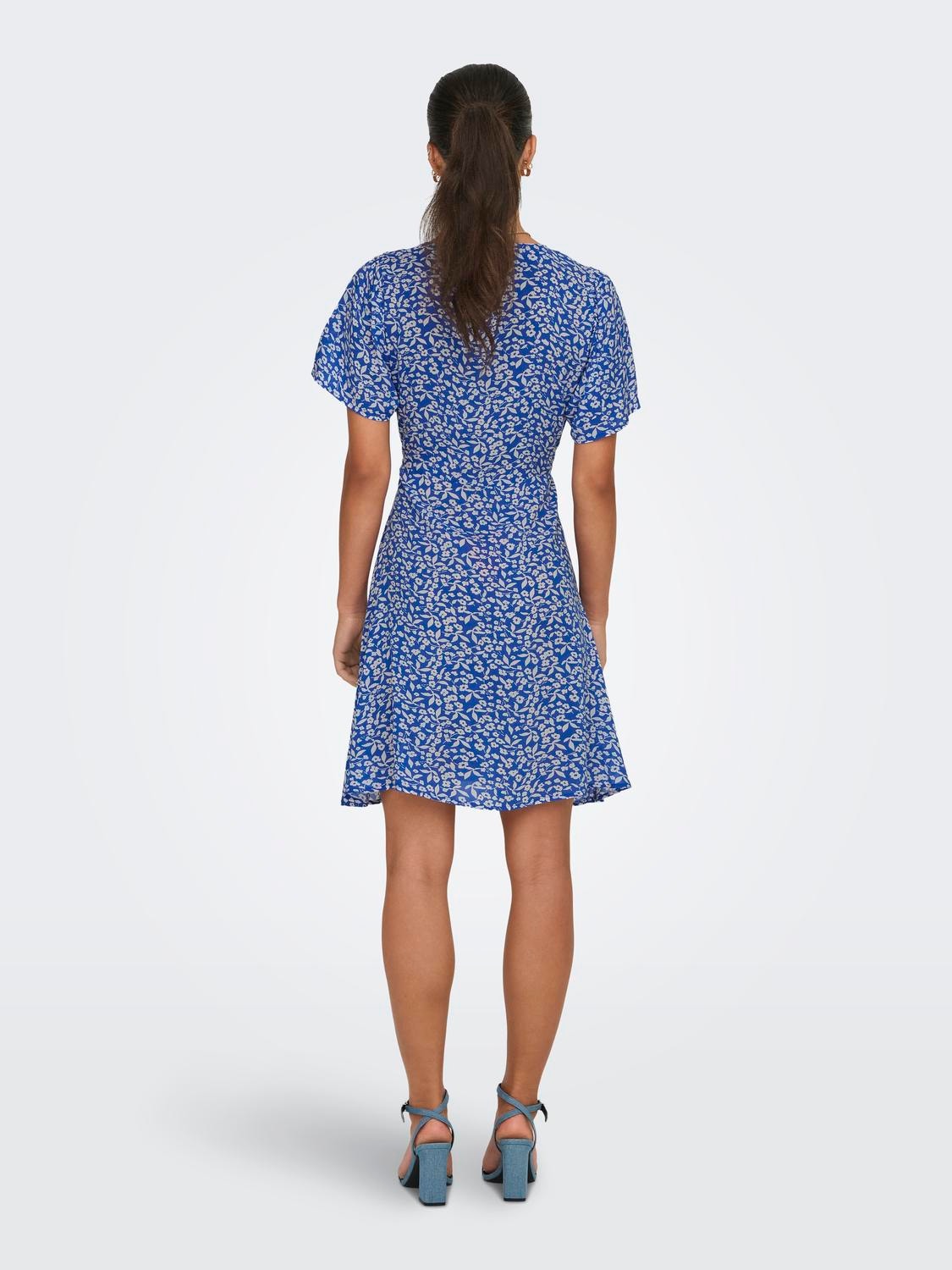 ONLY Regular Fit V-hals Kort kjole -Nebulas Blue - 15237382