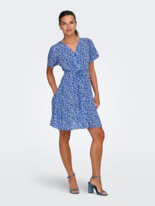 ONLY Regular Fit V-hals Kort kjole -Nebulas Blue - 15237382