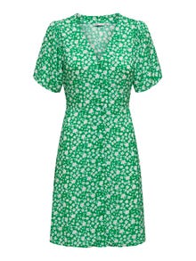 ONLY Normal geschnitten V-Ausschnitt Kurzes Kleid -Jelly Bean - 15237382
