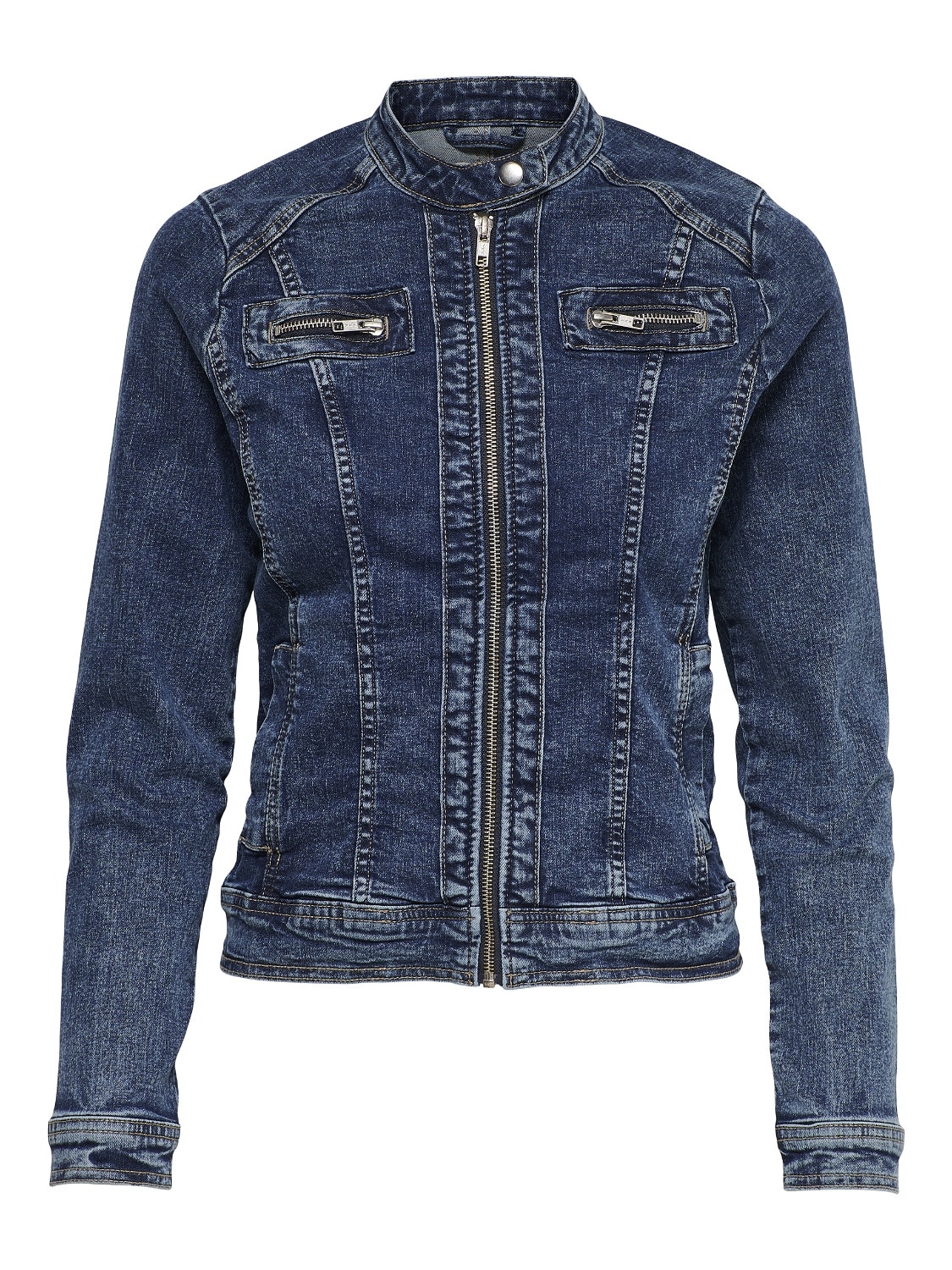 ONLY Biker collar Jacket -Medium Blue Denim - 15237497