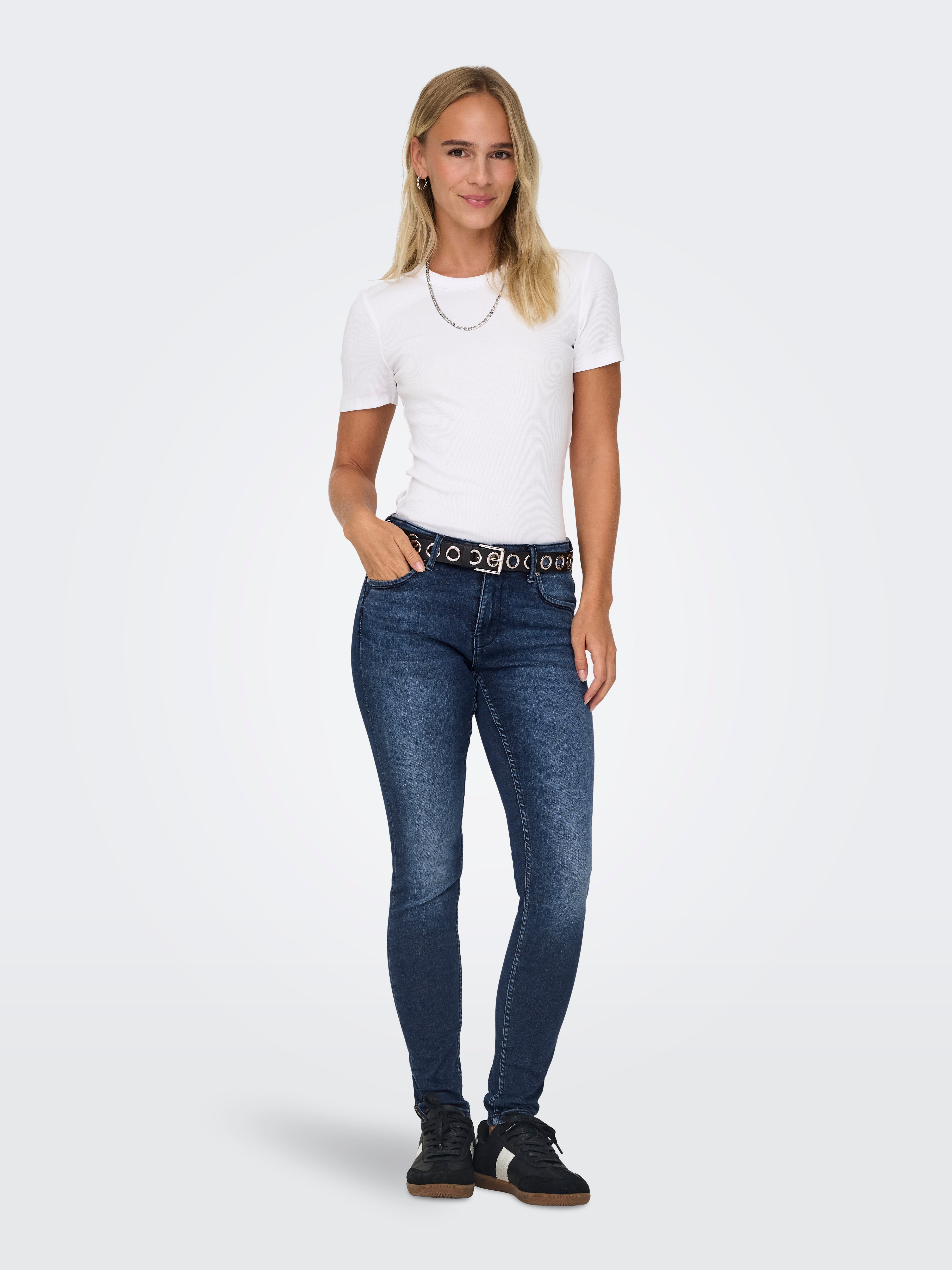 ONLKENDELL Mittlere Taille Skinny Fit Jeans | Dunkelblau | ONLY®