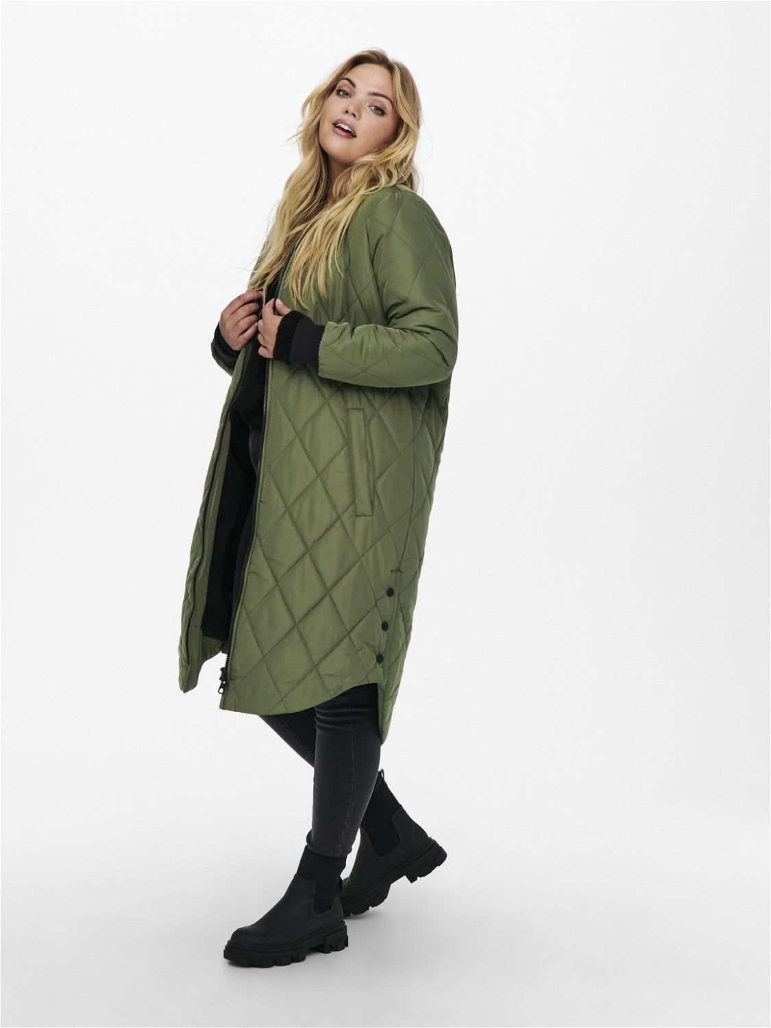 Round neck coat design sale