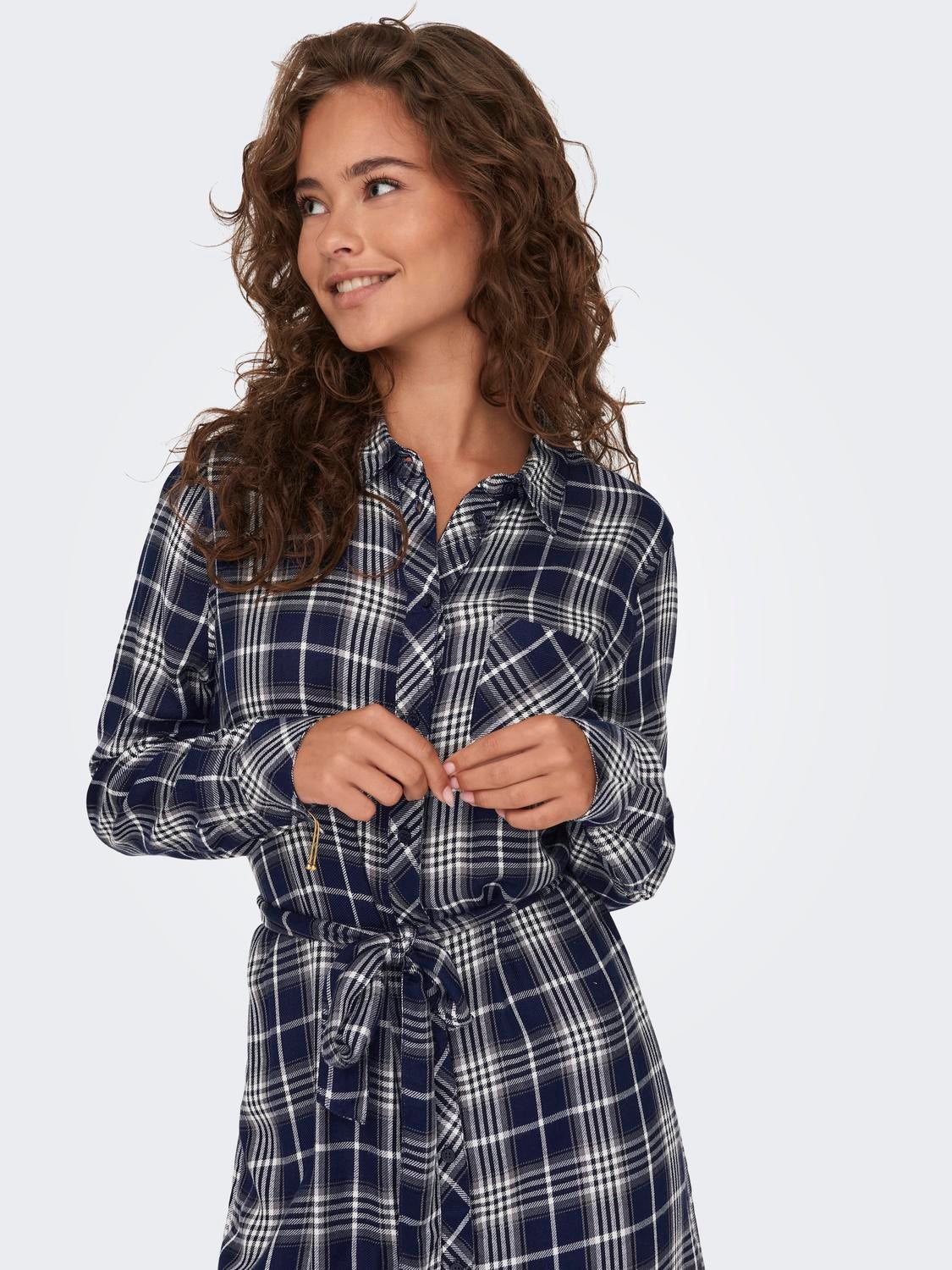 Long sleeve cheap check dress