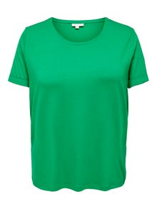 ONLY Curvy ensfarvet T-shirt -Jolly Green - 15238147