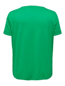 ONLY Regular Fit O-Neck Fold-up cuffs T-Shirt -Jolly Green - 15238147