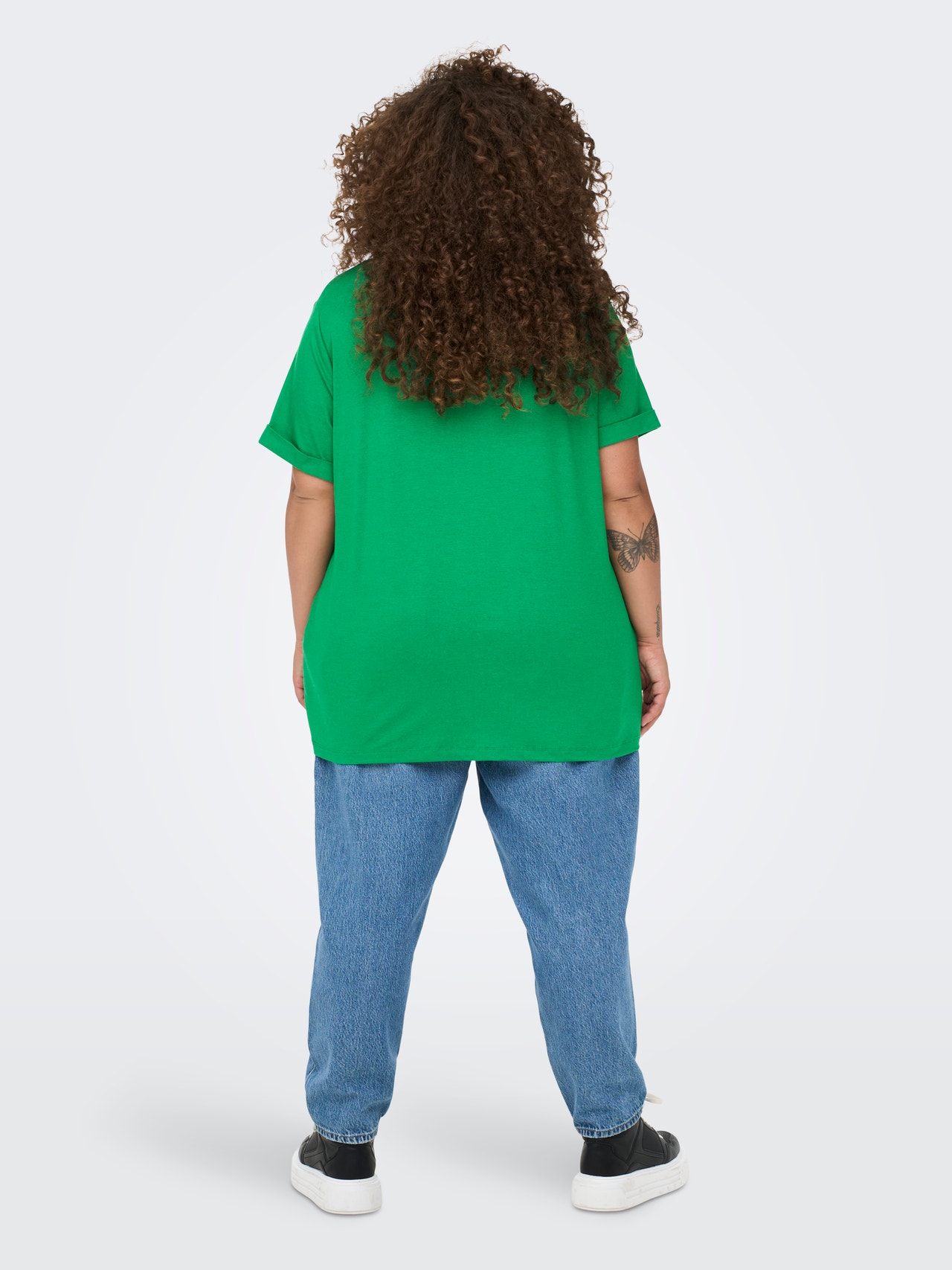 ONLY Curvy ensfarvet T-shirt -Jolly Green - 15238147