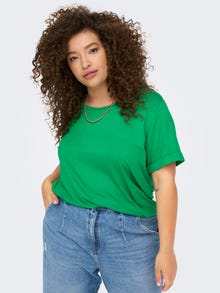 ONLY Normal geschnitten Rundhals Umgeschlagene Ärmelbündchen T-Shirt -Jolly Green - 15238147