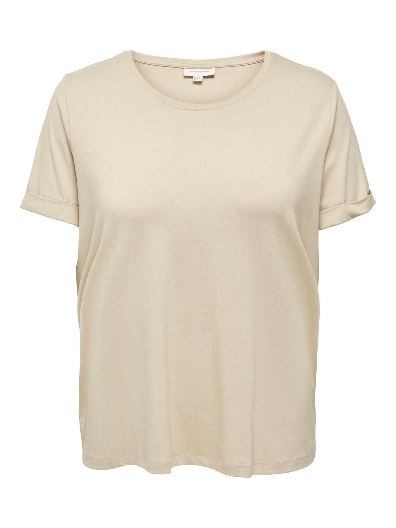 ONLY Normal geschnitten Rundhals Umgeschlagene Ärmelbündchen T-Shirt -Humus - 15238147
