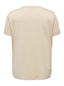 ONLY Regular Fit O-Neck Fold-up cuffs T-Shirt -Humus - 15238147