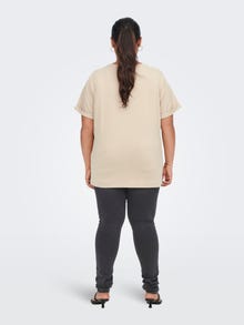 ONLY Normal geschnitten Rundhals Umgeschlagene Ärmelbündchen T-Shirt -Humus - 15238147