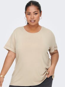 ONLY Curvy effen gekleurd T-shirt -Humus - 15238147