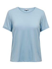 ONLY Regular fit O-hals Mouwuiteinden met omslag T-shirts -Powder Blue - 15238147