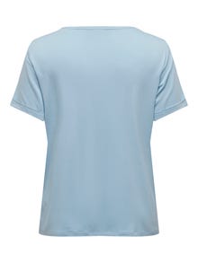 ONLY Curvy ensfarget T-skjorte -Powder Blue - 15238147