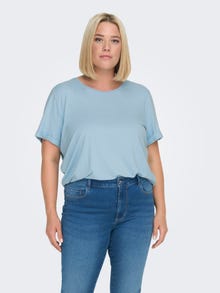 ONLY Curvy enfärgad T-shirt -Powder Blue - 15238147