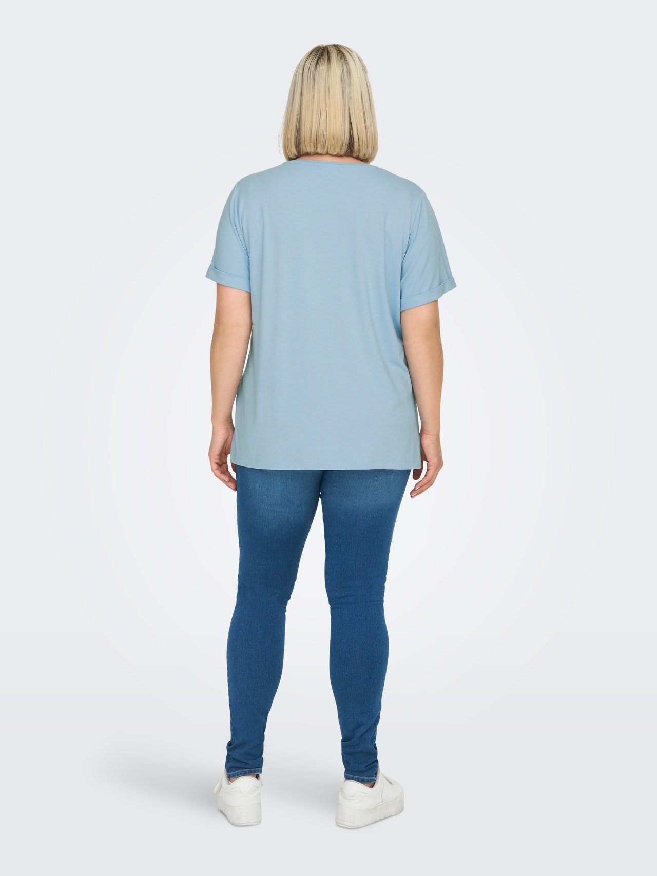 ONLY Curvy effen gekleurd T-shirt -Powder Blue - 15238147