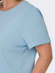 ONLY Normal geschnitten Rundhals Umgeschlagene Ärmelbündchen T-Shirt -Powder Blue - 15238147